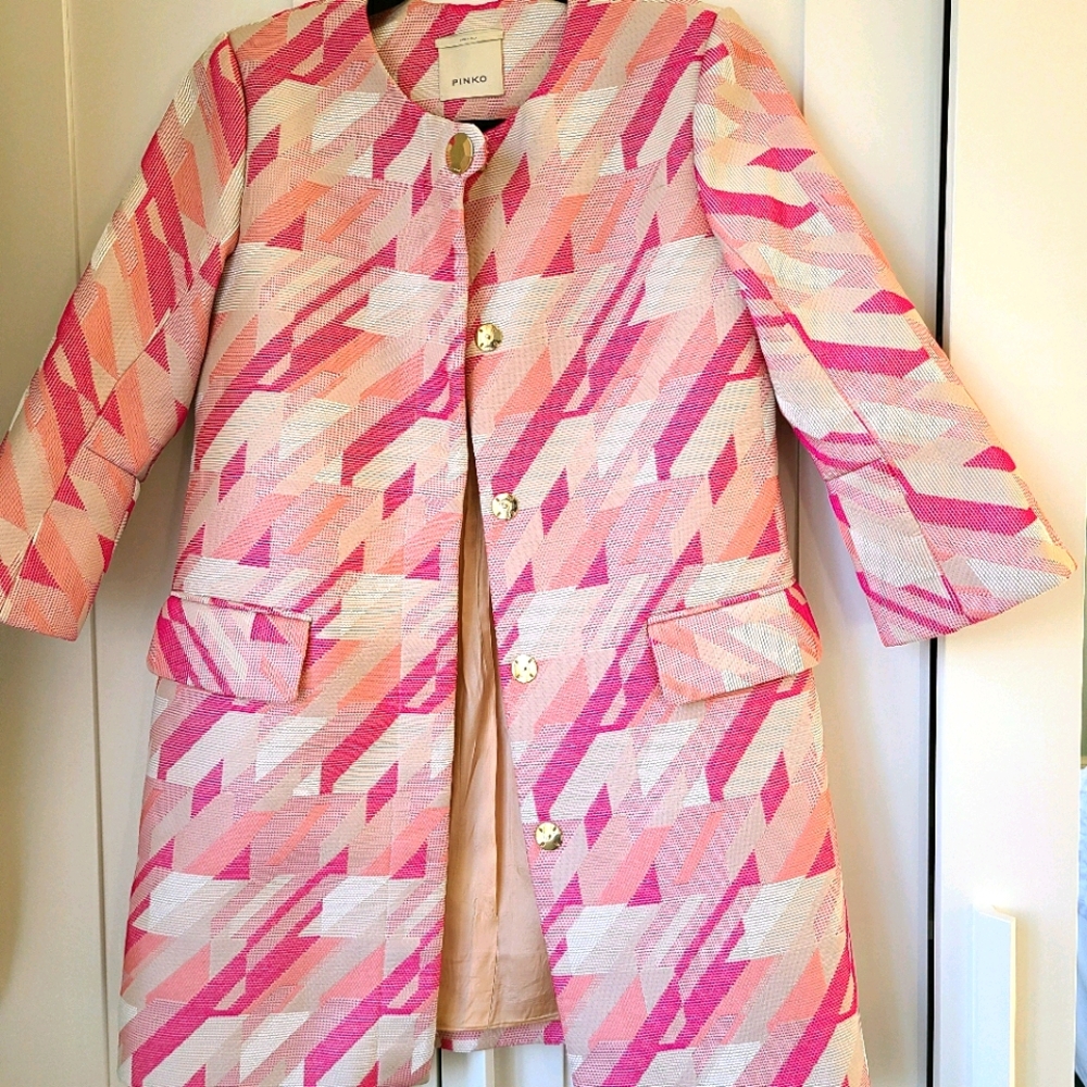 PINKO Milano Italy Full Length Jacket Geometric
